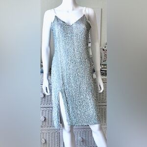 Retrofete Sequined Midi Dress Glamorous metallic iridescent blue silver size XS